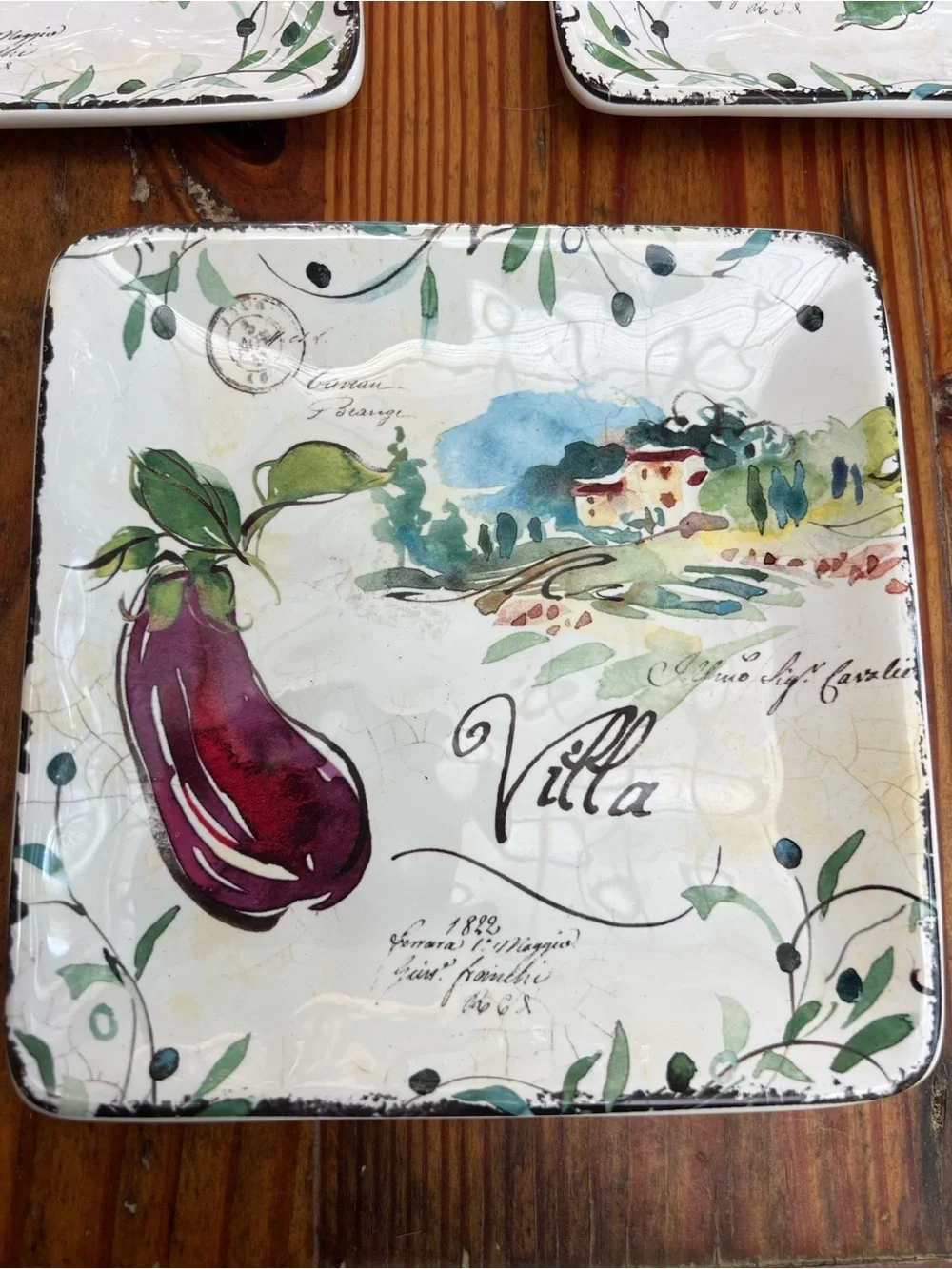 CERTIFIED INTERNATIONAL Julie Paton Villa Canape Plate Dash Of That 3 Plates NWT